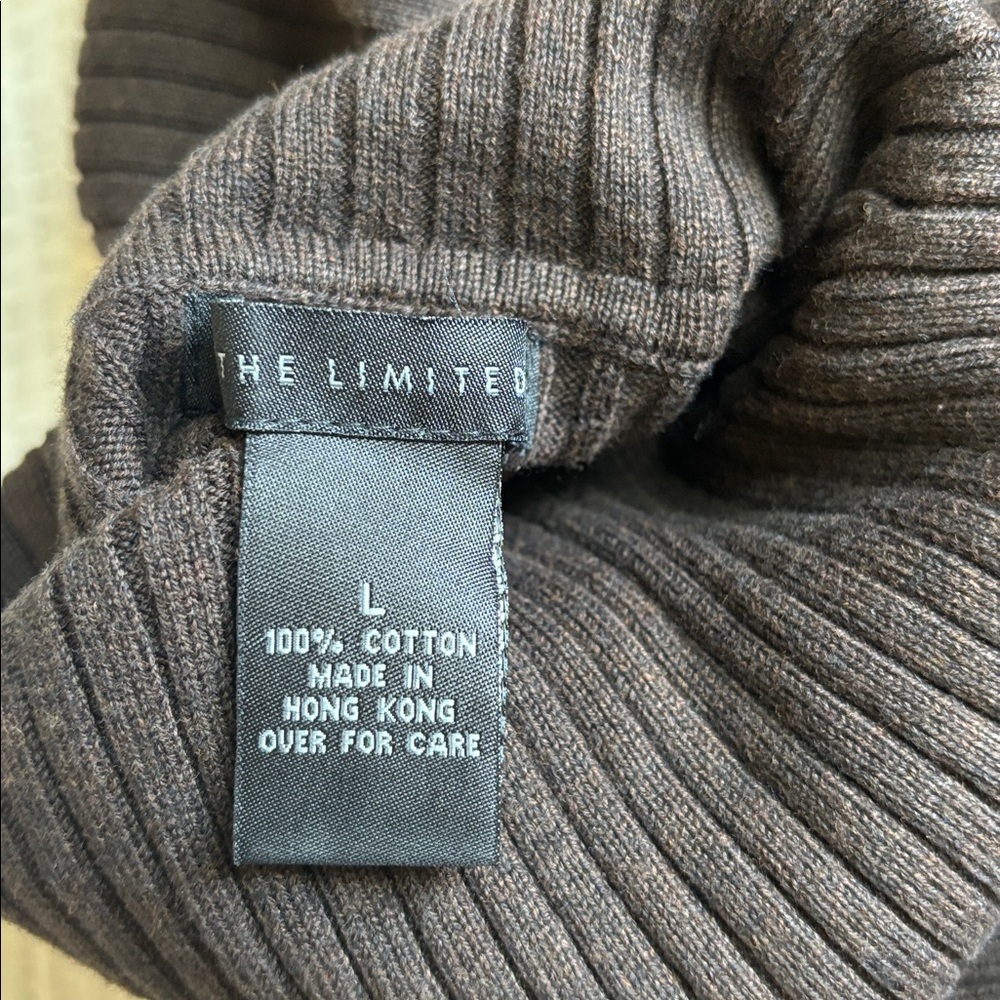 The Limited Ribbed Dark Brown Turtleneck Sweater- 100% Cotton - Picture 5 of 15